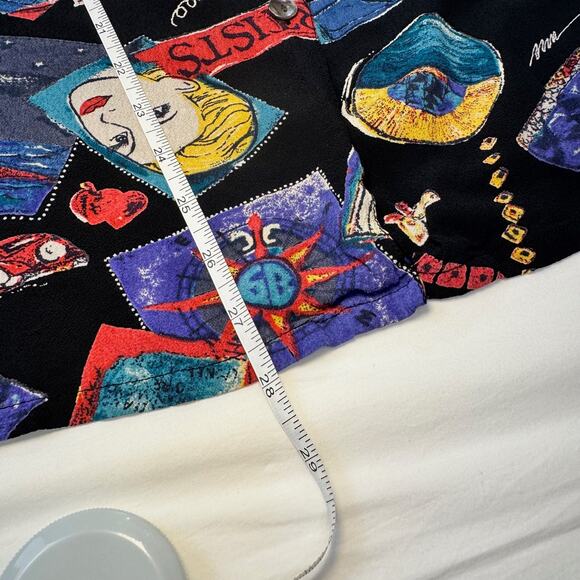 VTG Chico’s Design Pop Art Graphic Button-Up Shirt Women’s Size 2 Abstract Artsy - Picture 4 of 13